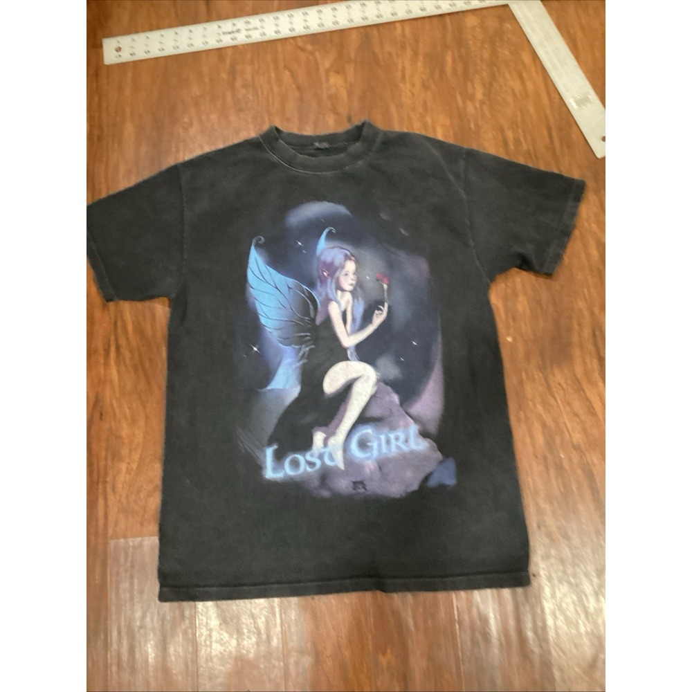 Brandy Melville graphic tee shirt with fairy in navy blue See Measurements F Siz